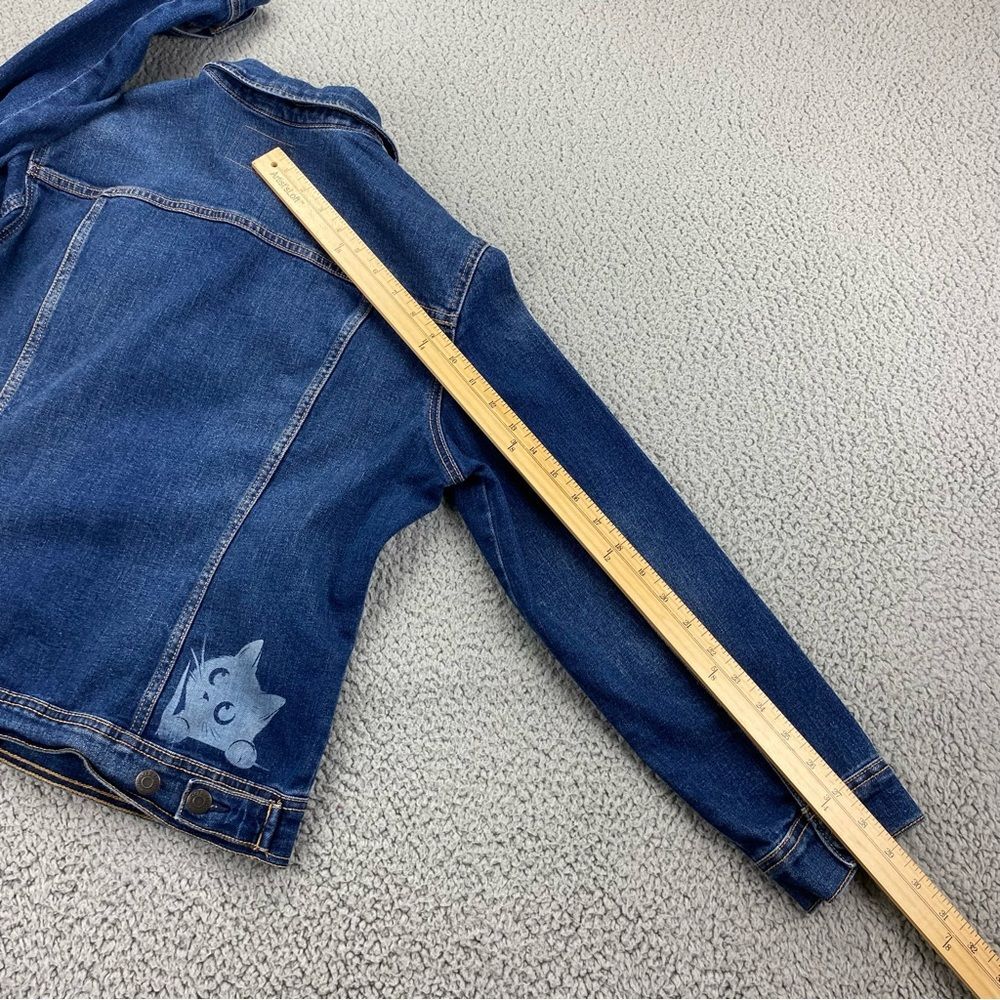 Old Navy Custom Upcycled Denim Jacket Yin-Yang Cats Boho Women's | Size: L - Picture 9 of 13